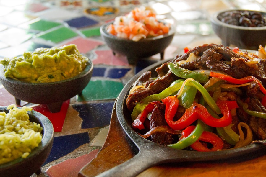 Sizzling steak fajitas